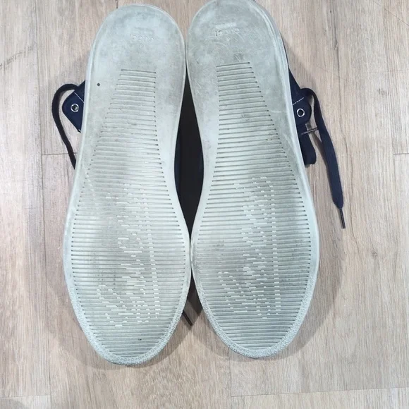 GUCCI GUCCISSIMA MONOGRAM GG NYLON/LEATHER HIGH SNEAKERS NAVY/TAN